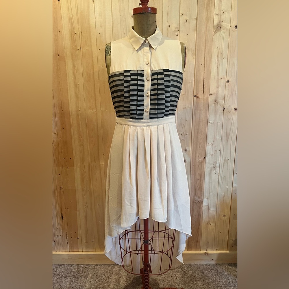 Black Label Striped Hi-Lo Dress